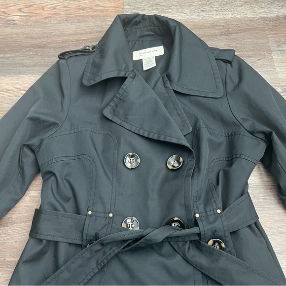 Jones New York Sport Women's Black Double-Breasted Trench Coat Peacoat - Picture 4 of 9